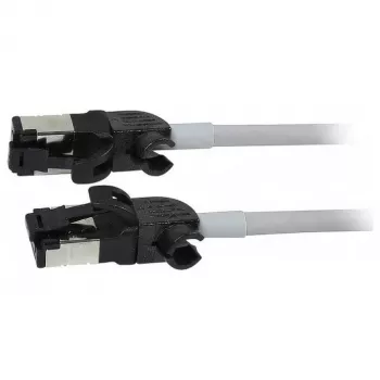 Synergy21 Cable de red RJ45, CAT6A 500MHz, 0,5m, Gris, S/FTP, Slimline redondo d=4,5mm, TPE/LSZH (Superflex), AWG28, con conectores CAT7, conector giratorio