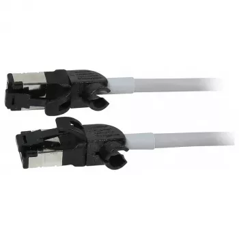 Synergy21 Cable de red RJ45, CAT6A 500MHz, 1,5m, Gris, S/FTP, Slimline redondo d=4,5mm, TPE/LSZH (Superflex), AWG28, con conector CAT7, conector giratorio