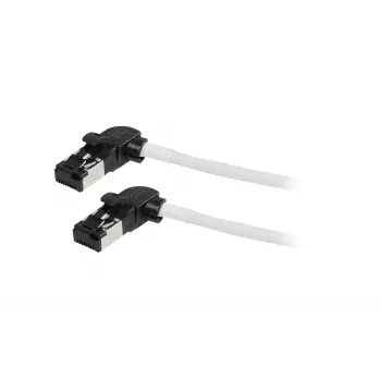 Synergy21 Cable de red RJ45, CAT6A 500MHz, 0,15m, Blanco, S/FTP, Slimline redondo d=4,5mm, TPE/LSZH (Superflex), AWG28, con conector CAT7, conector giratorio