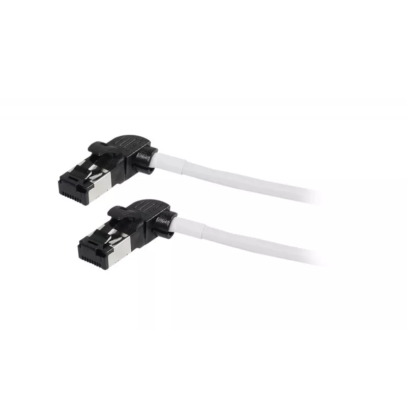 Synergy21 Cable de red RJ45, CAT6A 500MHz, 0,15m, Blanco, S/FTP, Slimline redondo d=4,5mm, TPE/LSZH (Superflex), AWG28, con conector CAT7, conector giratorio