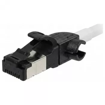 Synergy21 Cable de red RJ45, CAT6A 500MHz, 1,0m, Blanco, S/FTP, Slimline redondo d=4,5mm, TPE/LSZH (Superflex), AWG28, con cable CAT7, conector giratorio