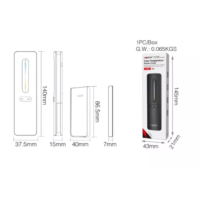 Miboxer Synergy 21 mando a distancia LED 2,4GHz Dual White CCT+ regulador (C3-W)
