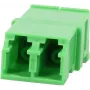 Synergy 21 S215678 adaptador acoplador de fibra óptica LC/APC dúplex monomodo 9/125µm cerámico PVC sin brida verde con obturador de protección láser