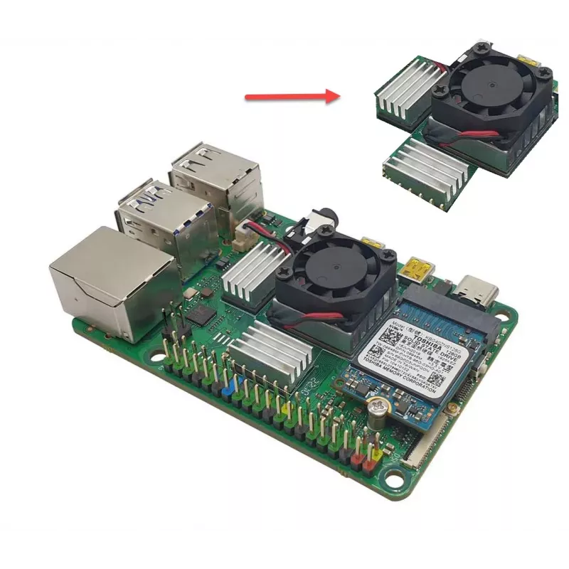 ALLNET Rock Pi 4C+ Heatsink Set (Rock4C+Heat-Set) - Set de refrigeración pasiva para Radxa Rock Pi 4C Plus