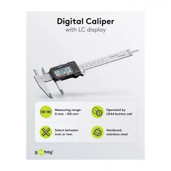 Goobay calibre digital 0-150 mm / 0-6 pulgadas acero inoxidable