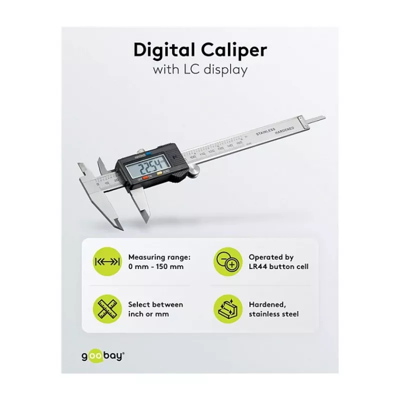 Goobay calibre digital 0-150 mm / 0-6 pulgadas acero inoxidable
