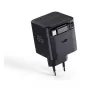 Cargador GaN RealPower 65W negro con 2x USB-C PD, compacto y potente