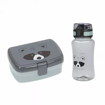 Lassig About Friends Raccoon set fiambrera y botella de bebida Tritan 460 ml