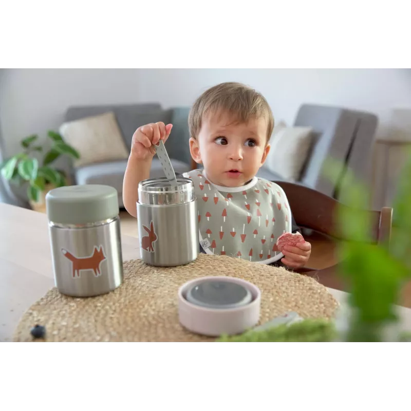 Lassig recipiente térmico Food Jar Little Forest Fuchs, 315 ml, acero inoxidable de doble pared, a prueba de fugas, verde