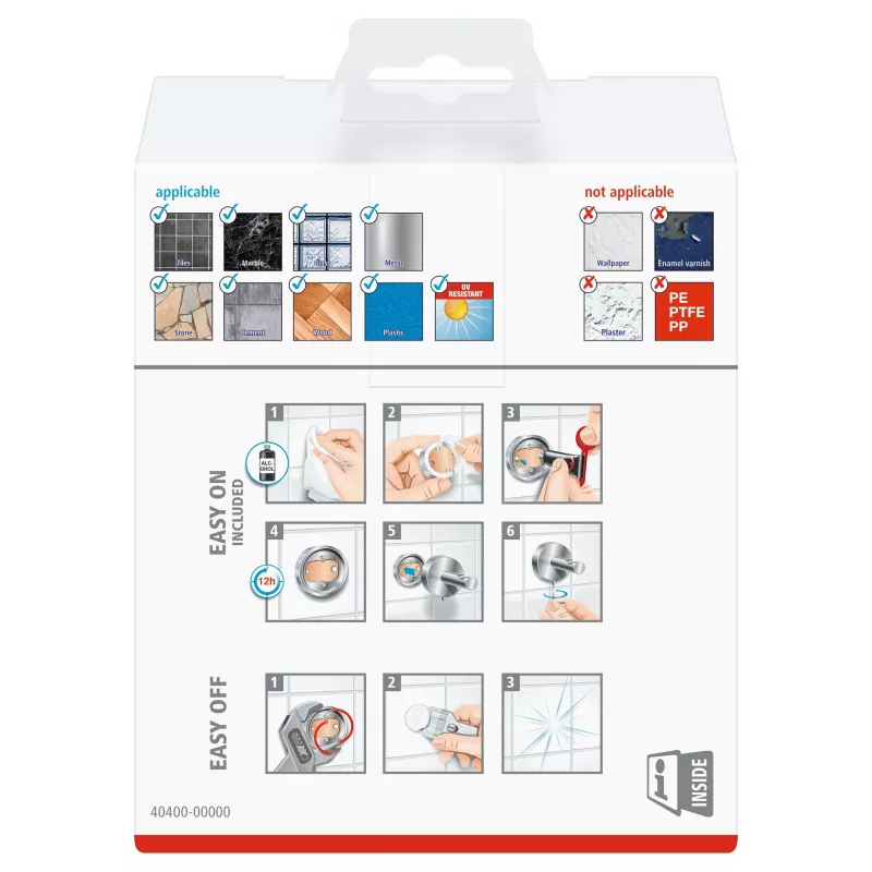Portarrollos de papel higiénico Tesa 40400 Deluxxe sin tapa - cromo, autoadhesivo