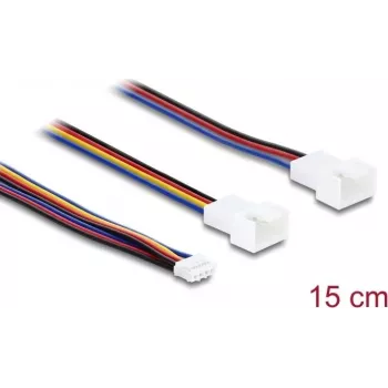 Cable en Y para ventilador Delock 1 x conector hembra JST PH 4 pines PWM a conector macho + conector macho 4 pines (3 pines conectados) 15 cm