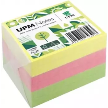 UPM Notes Brillant Notas adhesivas 75x75 mm 100 hojas por bloc 6 blocs colores mixtos