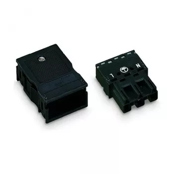 Conector macho WAGO 770-113, recto, 2 polos, 250 V, negro, WINSTA MINI