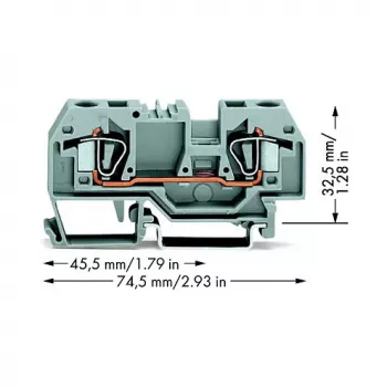 Borne de paso WAGO 282-901 de 2 conductores, 6 mm, gris