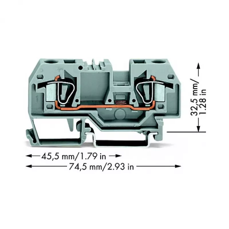 WAGO 282-901 Borne de paso de 2 conductores, 6 mm, gris