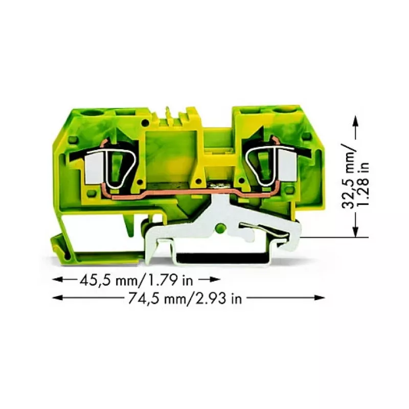 Borne de tierra WAGO verde-amarillo 0,2-6 mm² 282-907