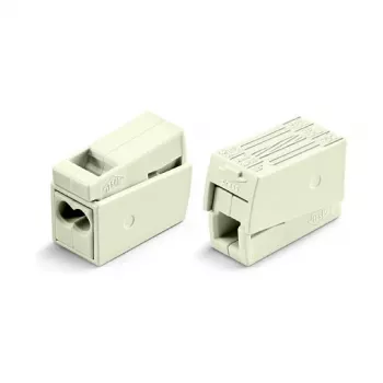 Empalme compacto WAGO 224-112 de 2 conductores, 400V, 24A, 1-2,5mm², push-in, blanco/transparente