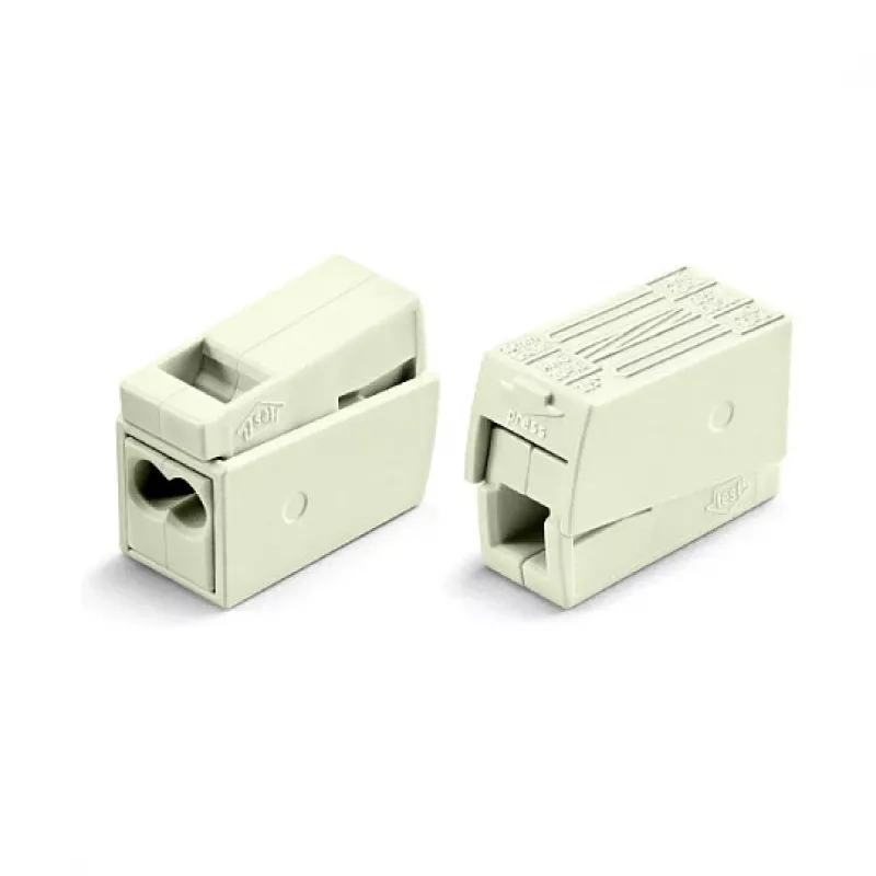 Empalme compacto WAGO 224-112 de 2 conductores, 400V, 24A, 1-2,5mm², push-in, blanco/transparente