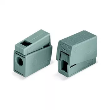 Borne WAGO 224-101 de 1 conductor 2 vías push-in CAGE CLAMP, 400 V, 24 A, 0,5-2,5 mm², transparente/gris
