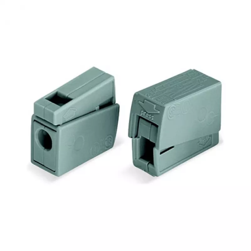 Borne WAGO 224-101 de 1 conductor 2 vías push-in CAGE CLAMP, 400 V, 24 A, 0,5-2,5 mm², transparente/gris
