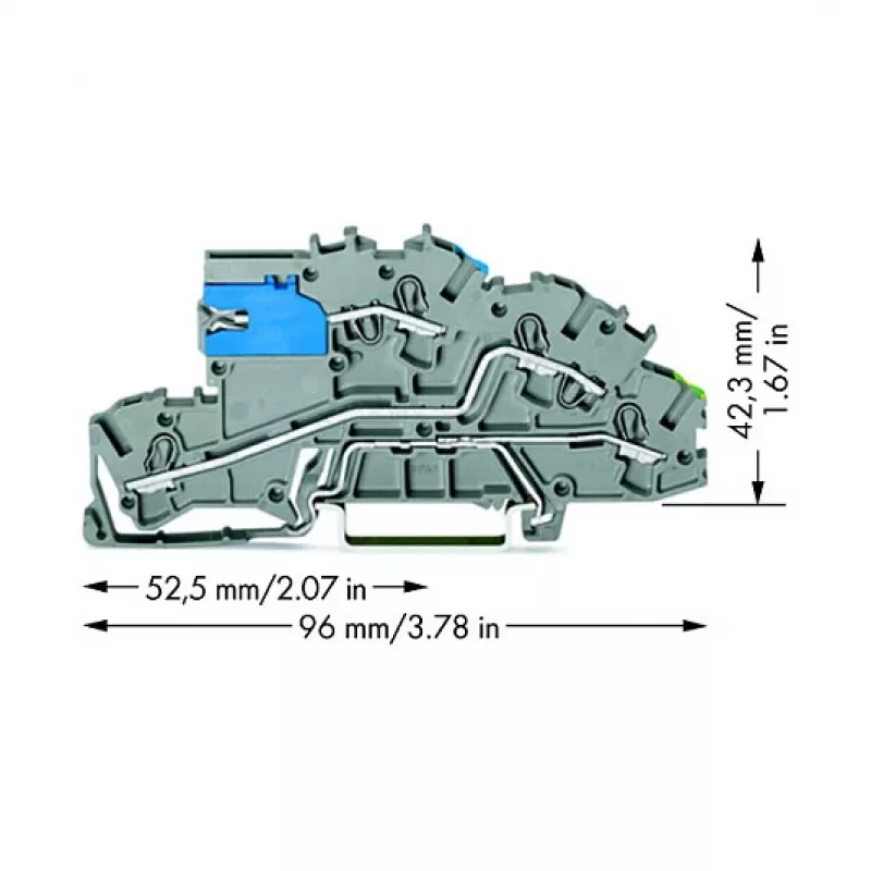 WAGO 2003-7641 TOPJOB® S Borne de paso de 3 conductores, 2,5 mm², 400 V, gris