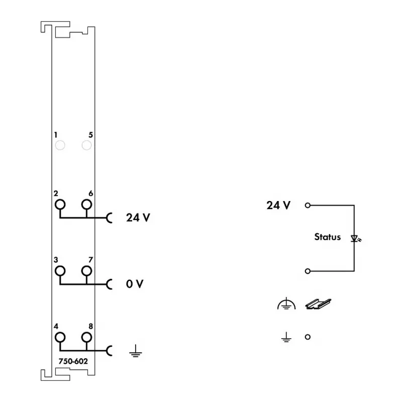 WAGO 750-602 Módulo de alimentación del sistema, 24 VDC, 1,08 A, carril DIN, gris, CAGE CLAMP