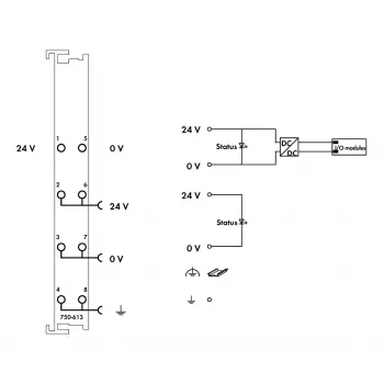 WAGO 750-613 Bloque de bornes de 4 conductores, gris, CAGE CLAMP, 0,08-2,5 mm², carril DIN 35