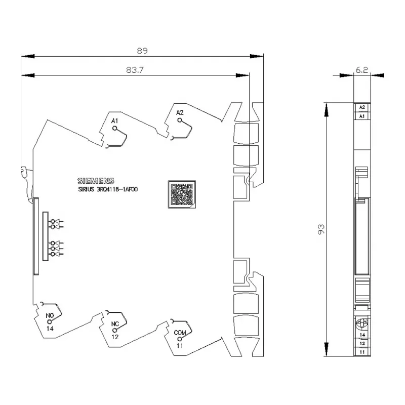 Siemens SIRIUS 3RQ4 relé acoplador enchufable, 230 V AC/DC, 3 NA + 1 NC, conexión por tornillo