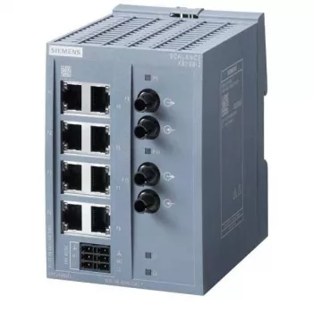 Siemens SCALANCE XB108-2 switch Ethernet industrial no gestionado, 8 RJ45 + 2 fibra multimodo SC, carril DIN