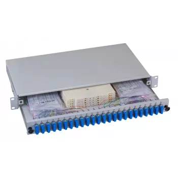 EFB Elektronik Panel de conexiones de fibra óptica - Montaje en rack - SC SM X 48 - Gris, RAL 7035 - 1U - 19 pulgadas