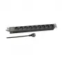 EFB Elektronik EK631FR.1 regleta de enchufes para montaje en rack de 19 inch 1U, 9 x enchufes franceses/UTE, conector CEE 7/7, cable de 1,8m, 16A, 230V, negro