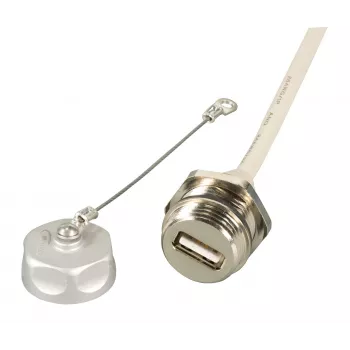 EFB Elektronik conector hembra USB de montaje en panel IP67, M20, USB 2.0, hembra a macho, 0,5m