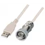 EFB IP67 Prensaestopas USB 2.0 M20, conector macho USB Type-A a conector macho USB Type-A, 1,0 m, Plata/Negro