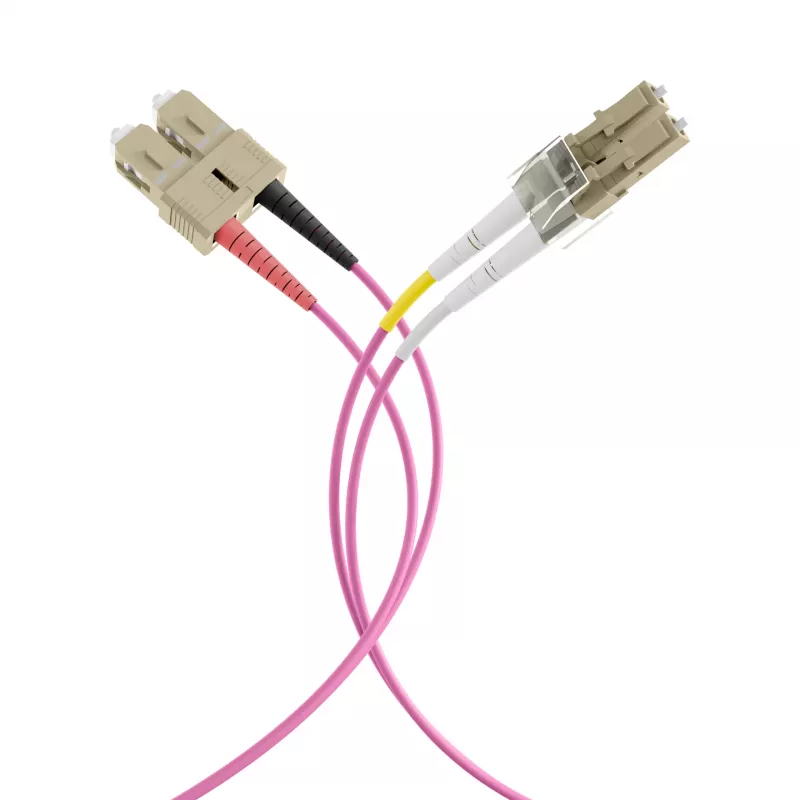EFB Elektronik IPL-DF-LCUSCU-4-0050 Cable de conexión de fibra óptica Dúplex OM4 LC/SC 0,5 m Aqua