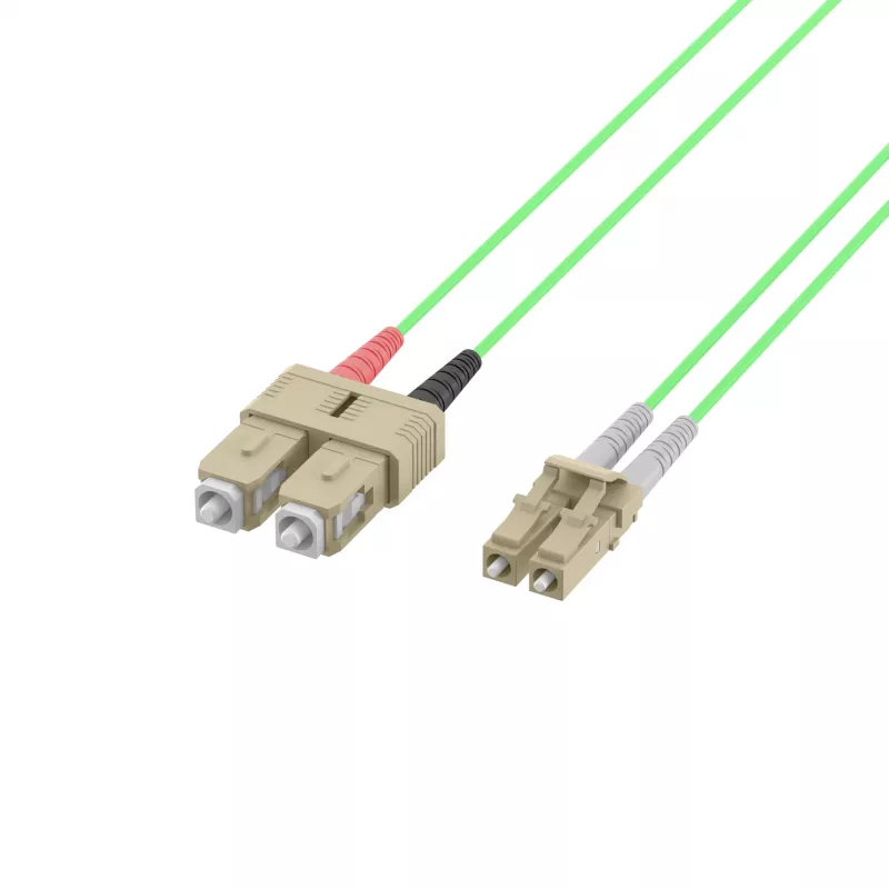 EFB Elektronik IPL-DR-LCUSCU-5-0100 Cable de conexión de fibra óptica, 1 m, OM5, LC a SC, Simplex, LSZH, Verde lima