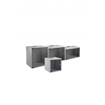 EFB Puerta frontal para armario de pared BASIC, 6U, cristal, con bisagras y cerradura