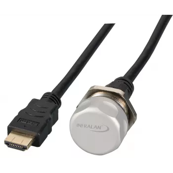EFB Elektronik conector HDMI de panel IP67, M25, HDMI A-A hembra-macho, puerto de servicio, cordón de sujeción, 1,0 m