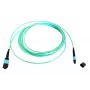 EFB Elektronik Cable de conexión de fibra óptica MTP hembra a MTP hembra 12 fibras OM3 multimodo, LSZH, Aqua, tipo A, 15 m
