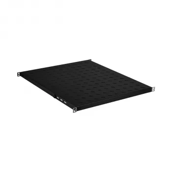 EFB Electronics Bandeja fija de 19 pulgadas 0.5U, profundidad ajustable 550-650 mm, capacidad de carga 70 kg, RAL 9005 negro azabache