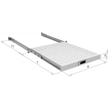 EFB-Elektronik Bandeja extraíble de 19 pulgadas 1U, profundidad de montaje ajustable 950-1050 mm, capacidad de carga 30 kg, profundidad de armario 1200 mm, RAL 7035 gris claro