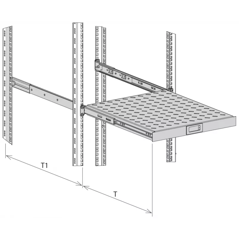 EFB-Elektronik Bandeja extraíble de 19 pulgadas 1U, profundidad de montaje ajustable 950-1050 mm, capacidad de carga 30 kg, profundidad de armario 1200 mm, RAL 7035 gris claro
