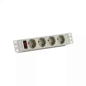 EFB-Elektronik Regleta de alimentación 10 1HE 4 x CEE 7/3 con interruptor perfil de aluminio gris