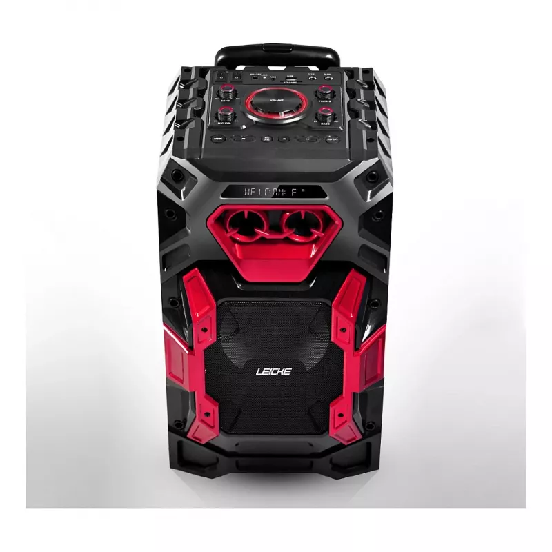 Leicke DJ ROXX TROLLEY PRO sistema de altavoces PA portátil con Bluetooth, 100W RMS, woofer de 10 pulgadas, luces LED, trolley, micrófono, mando a distancia
