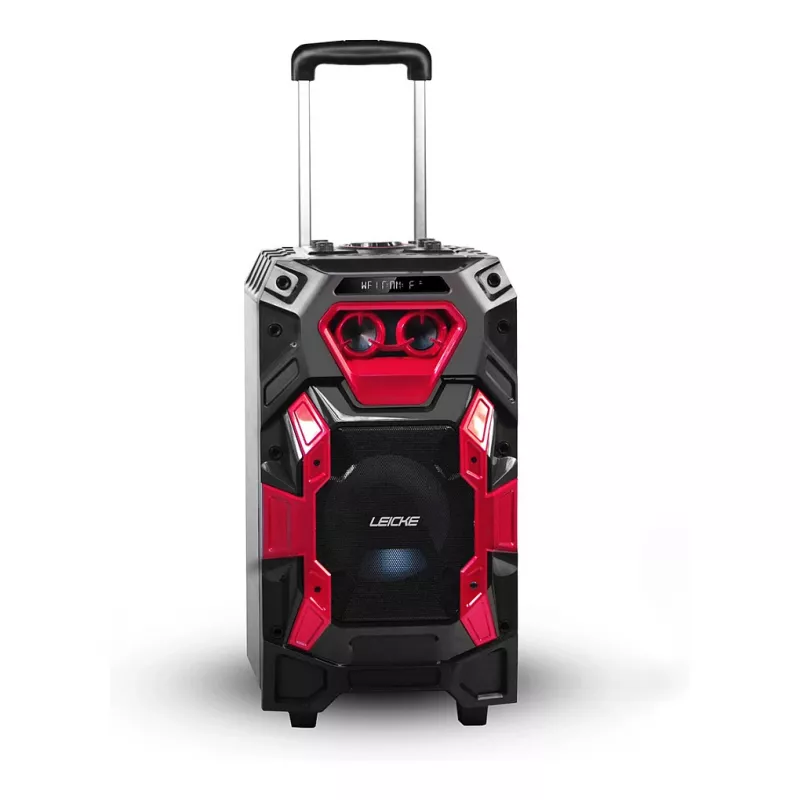 Leicke DJ ROXX TROLLEY PRO sistema de altavoces PA portátil con Bluetooth, 100W RMS, woofer de 10 pulgadas, luces LED, trolley, micrófono, mando a distancia