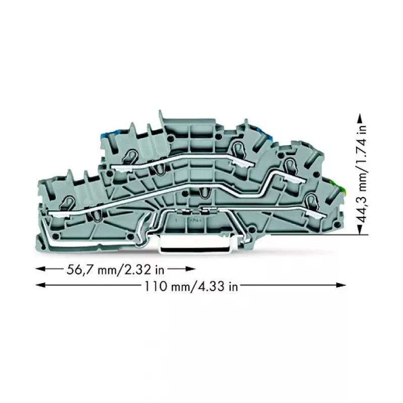 WAGO 2003-6646 borne de instalación multinivel, N/L/PE, 2,5 mm², Push-in CAGE CLAMP, gris