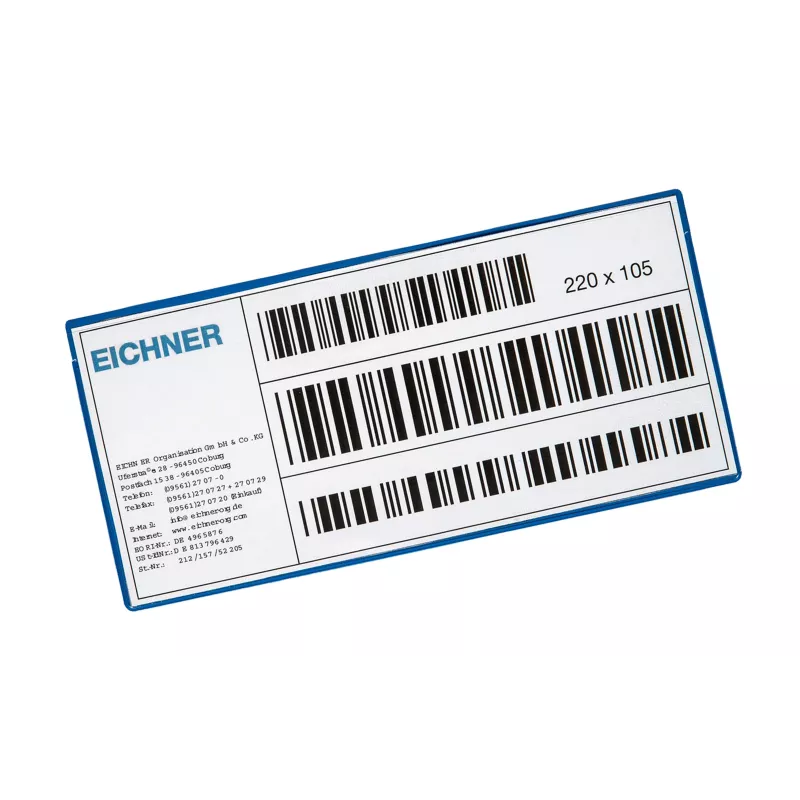 Eichner bolsillos para etiquetas, azul, 22,0 x 10,5 cm, 10 uds.