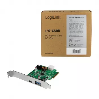LogiLink tarjeta PCI Express USB 3.2, 5 Gbps, 2 puertos USB-A externos + 3 internos