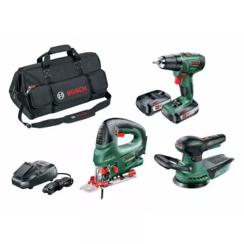 BOSCH PSR 1800 Li-2 + PST 18 Li + AdvancedOrbit 18 Set de herramientas a batería 18 V, 2 baterías (06039A310W)