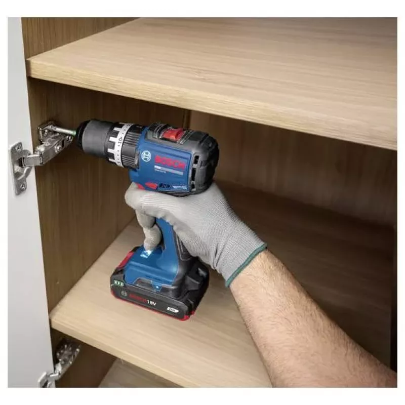 BOSCH Professional GSB 18V-52 Atornillador-taladro percutor a batería Set con 2 baterías 2,0 Ah, L-Case