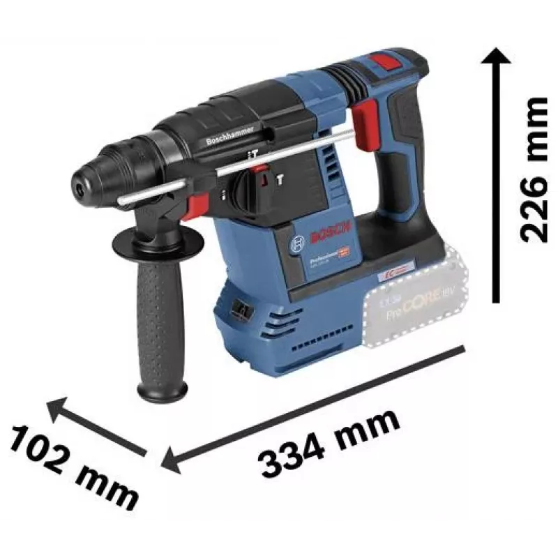 BOSCH POWERTOOLS Kit combo 18V atornillador a batería, atornillador de impacto, martillo perforador, amoladora angular (kit de 4 herramientas)